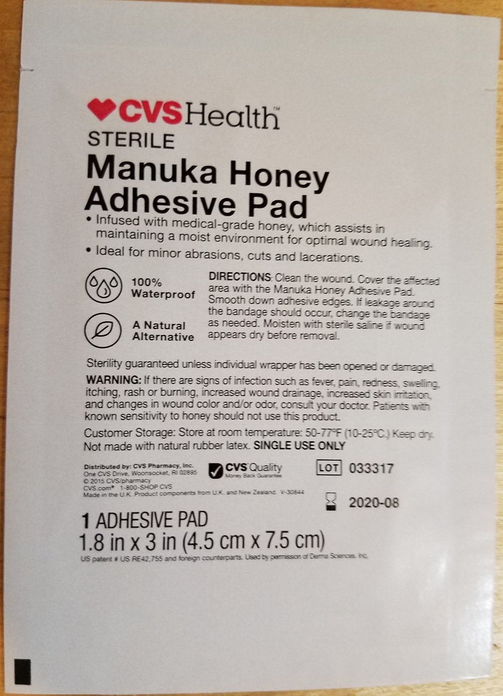 CVS Manuka Honey Adhesive Pads 1.8" x 3" 8 Count Buy Online in UAE