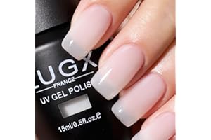L'UGX Sheer Milky White Gel Polish 15ML Neutral Translucent Gel Nail Polish UV Jelly Natural French Gel Nail Color for Nail Art DIY Manicure & Pedicure at Home Salon Holiday Gifts for Women