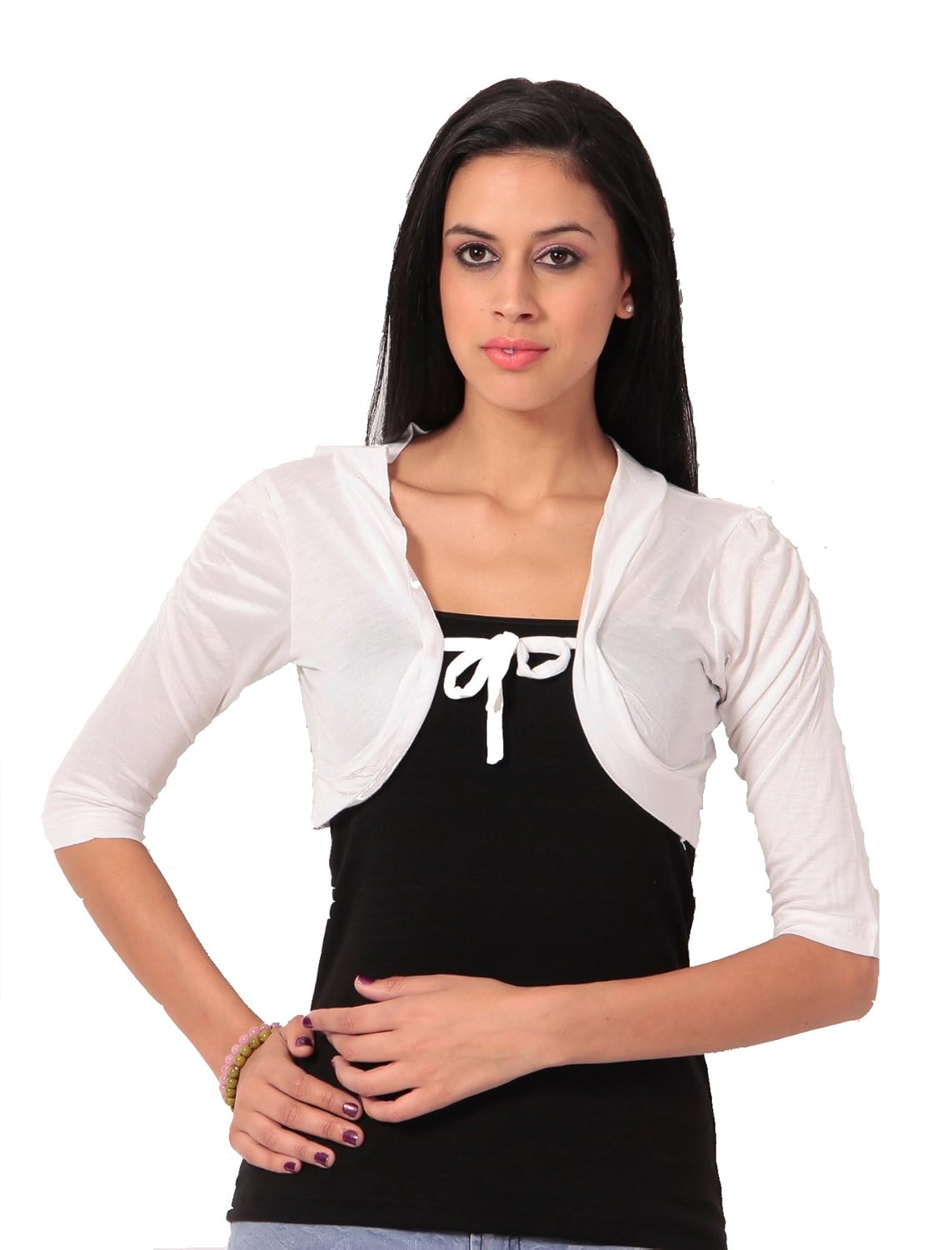 teemoods white-royal blue short shrug combo