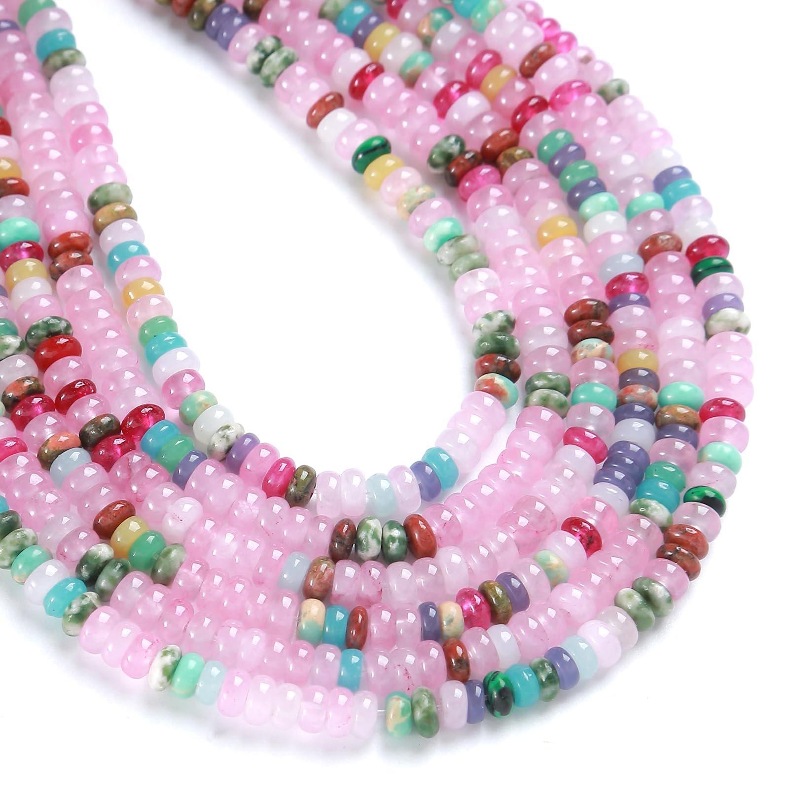 Photo 1 of  2x4mm Natural Colorful Jades Stone Rondelle Beads Abacus Disk Stone Beads Round Loose Spacer Gemstone for DIY Bracelet Necklace Jewelry Making