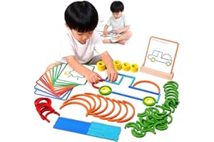 142Pcs Montessori Smart Sticks, Educational Toys for 3 4 5 Year Old, Wooden Sticks and Rings Puzzle Game, Boost Creativity & 
