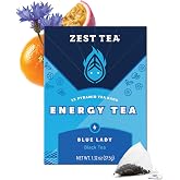 Zest Energy Tea Bags &ndash; Blue Lady Passion Fruit Black Tea &ndash; High Caffeine Tea for Morning Energy, Focus &amp; Clarity &ndash; Natural Caffeinated Tea with 150mg Caffeine &ndash; 15Ct Box &ndash; Non-GMO &amp; Keto Friendly