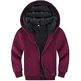 Avsead Kids Boys Sherpa Fleece Lined Jacket Hoodie Sweatshirt Fall Winter Spring Casual Warm Clothes for School Daily Outwear