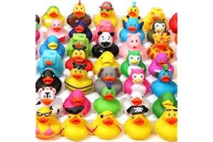 HURDAOS Assortment Rubber Ducks in Bulk, 50-Pack Assorted Mini Duckies Toy for Ducking Cruise Ships, 2'' Floater Duck for Kids Bath Toy, Gift for Birthday Thanksgiving Halloween Christmas Party Favors