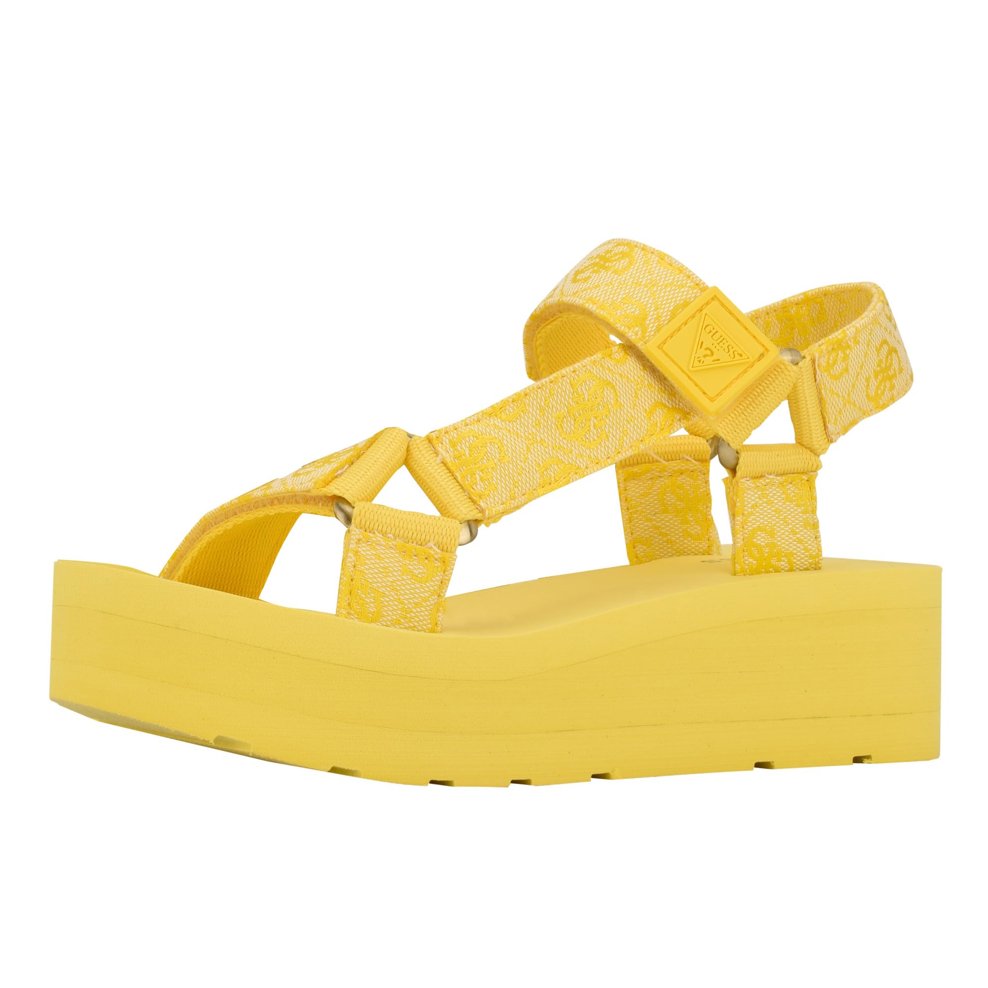Guess Women's AVIN Wedge Sandal, Yellow 700, 7 Image Guess Women's AVIN Wedge Sandal, Yellow 700, 7 Image