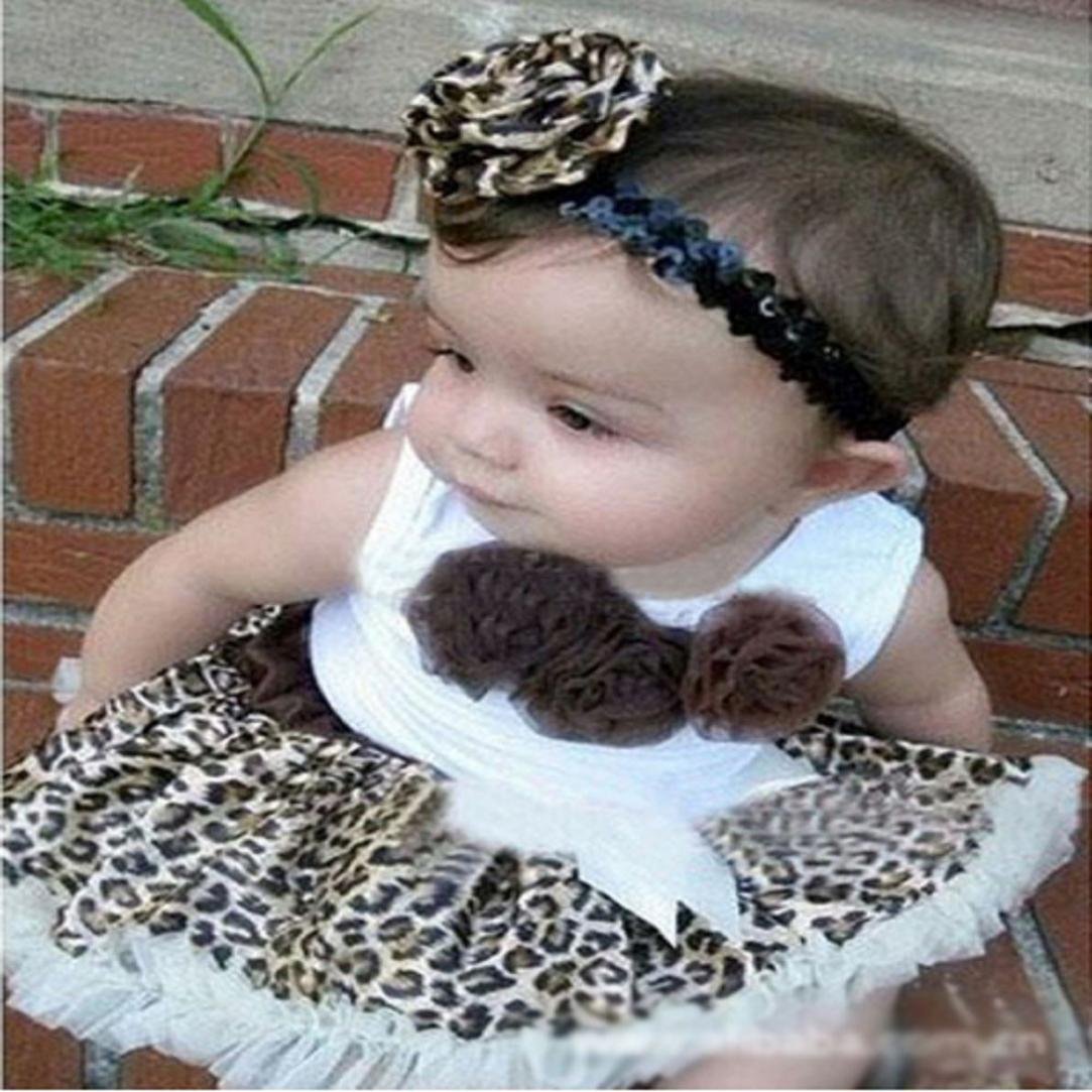 Age:2-3Y, Coffee FEITONG 1Set Baby Girls Tutu Dress Flowers Top+Skirt Leopard Outfits Clothes