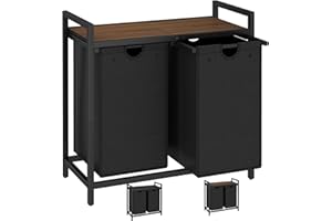 LAATOOREE Laundry Hamper, Two-Color 2 × 48L Laundry Basket with 2 Removable Laundry Sorter Bags and Top Shelf, Clothes Hamper for Laundry Room, Bathroom