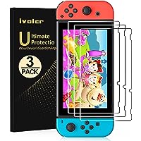 [3 Pack] Screen Protector Tempered Glass for Nintendo Switch, iVoler Transparent HD Clear Anti-Scratch Screen Protector Compa