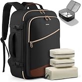 HOTOR Travel Backpack Women, 3 Packing Cubes Carry on Luggage | TSA-Friendly 15.6inch Laptop Personal Item Travel Bag Essentials, Work, Business, Weekender, College