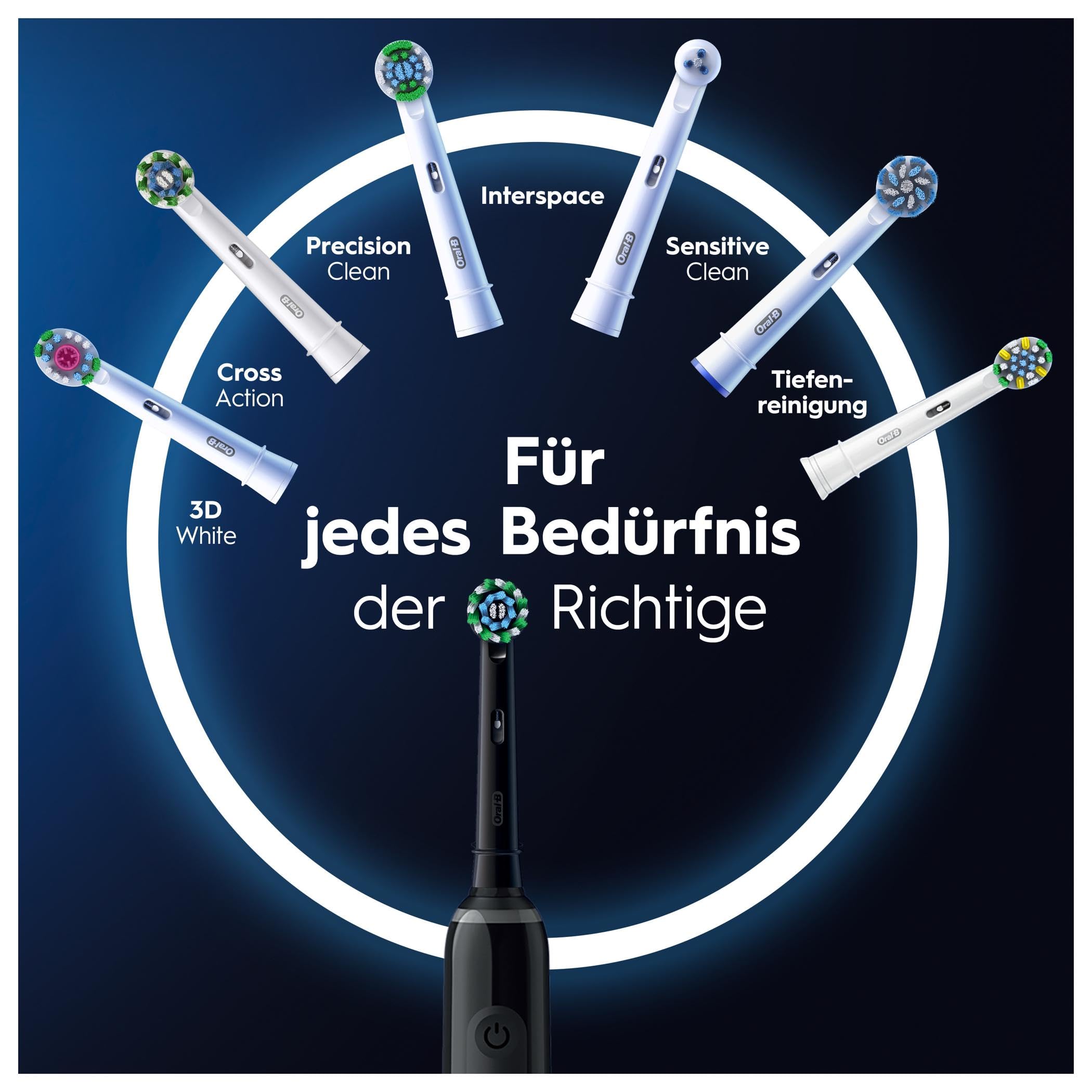 Oral-B Pro Series 3 Elektrische Zahnbürste — Electric Toothbrush, Inkl. 3 Aufsteckbürsten — 3 Putzmodi, Zahnbürste Elektrisch, Designed by Braun, Schwarz 7