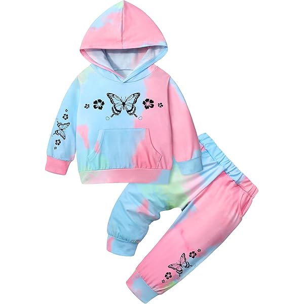 Kids Clothes Girls Tie-Dye Hoodie Jogger Set For Toddler Girls