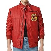 EASTIFIED Mens Johnny The Karate Cobra Red Faux Leather Retro Bomber Warm Jacket