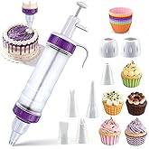 JAYVAR Dessert Decorating Syringe Set, Icing Dispenser Tool | Dessert Decorator Pro, 7 Icing Nozzles, 9 Silicone Cake Cup, Cake Decorating Gun for Frosting Cream