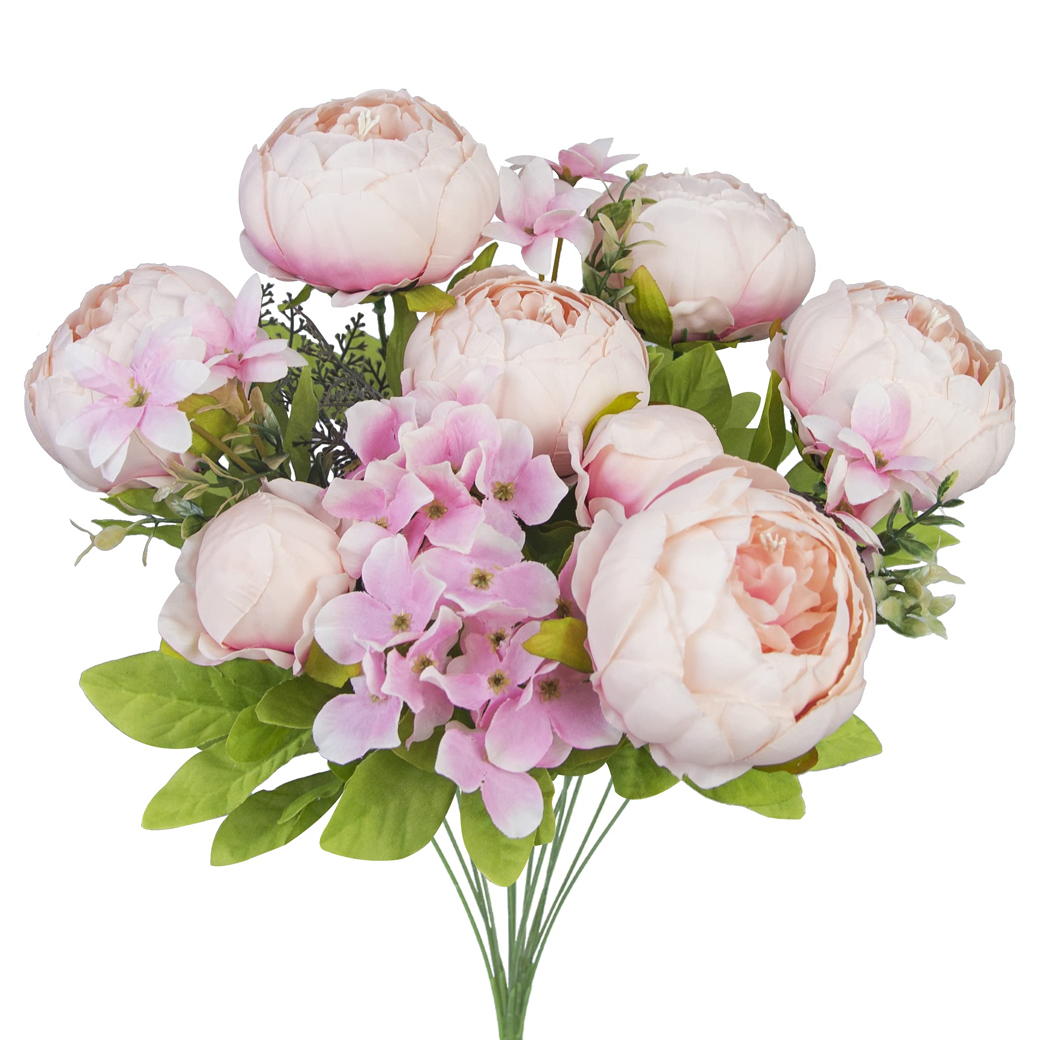HUAHUASHIJIE Vintage Artificial Peonies Silk Peony Flowers Bouquet for Wedding Bridal Home Décor – Beautiful Floral Centerpiece Arrangement Decoration with 1 Bouquets (Rose Pink)