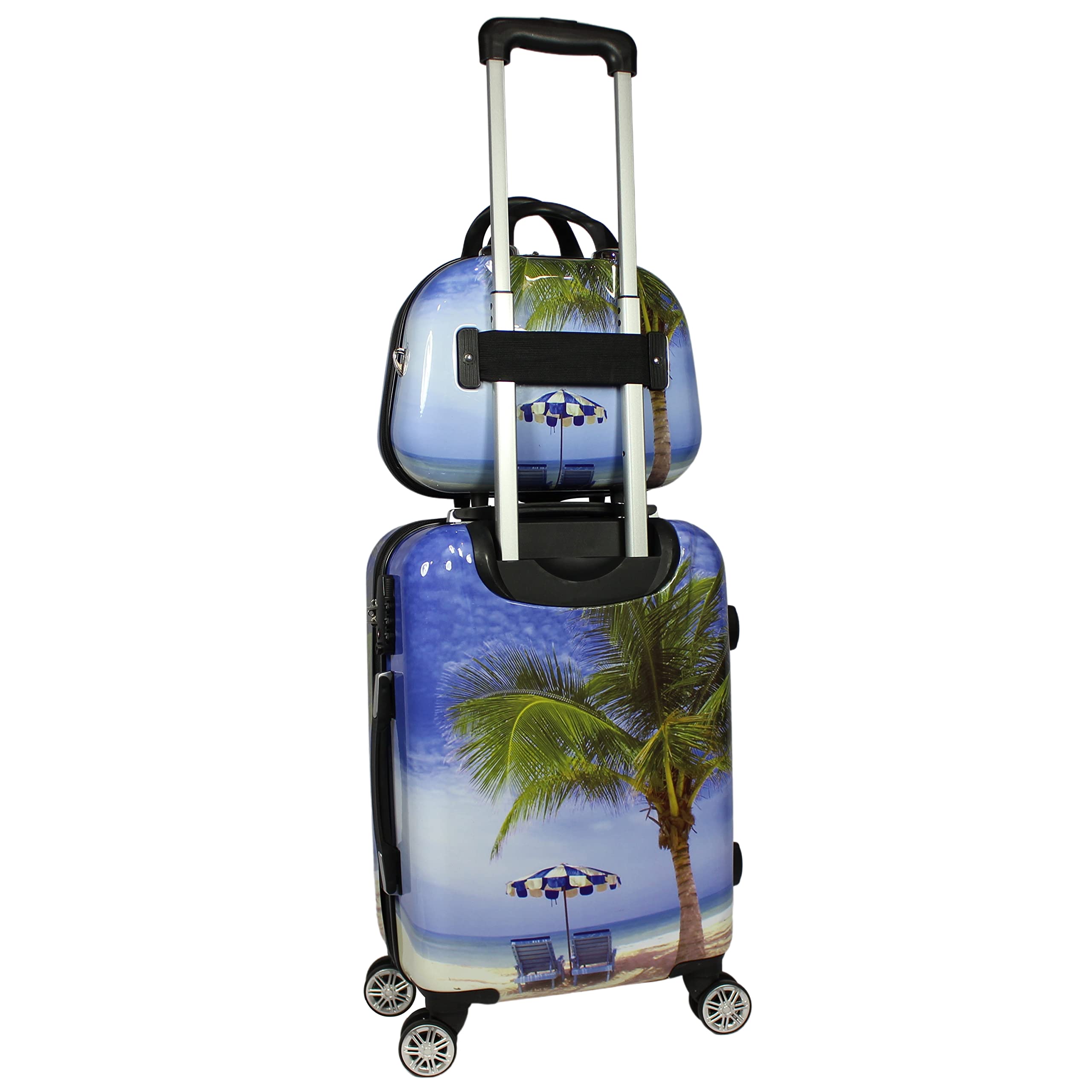 World Traveler Palm Tree Hardside 2-Piece Carry-On Spinner Luggage Set, One_Size