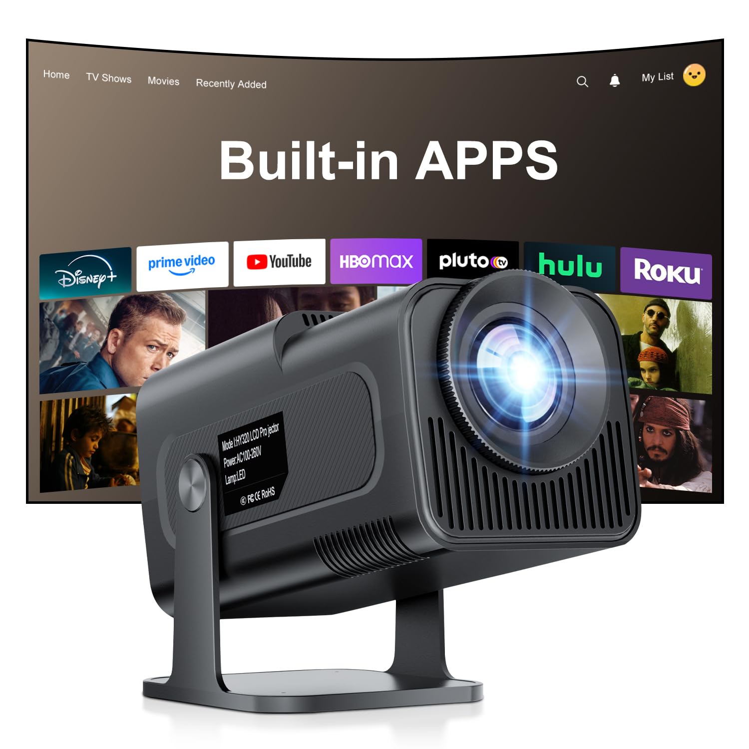 Photo 1 of [ Built-in Officially Licensed Apps/Short Throw ] 1080P Native Mini Projector 4K, Wifi and Bluetooth, Auto Keystone, Android 13, Home Outdoor Movie Proyector Mini Portable (2026 Upgrade)