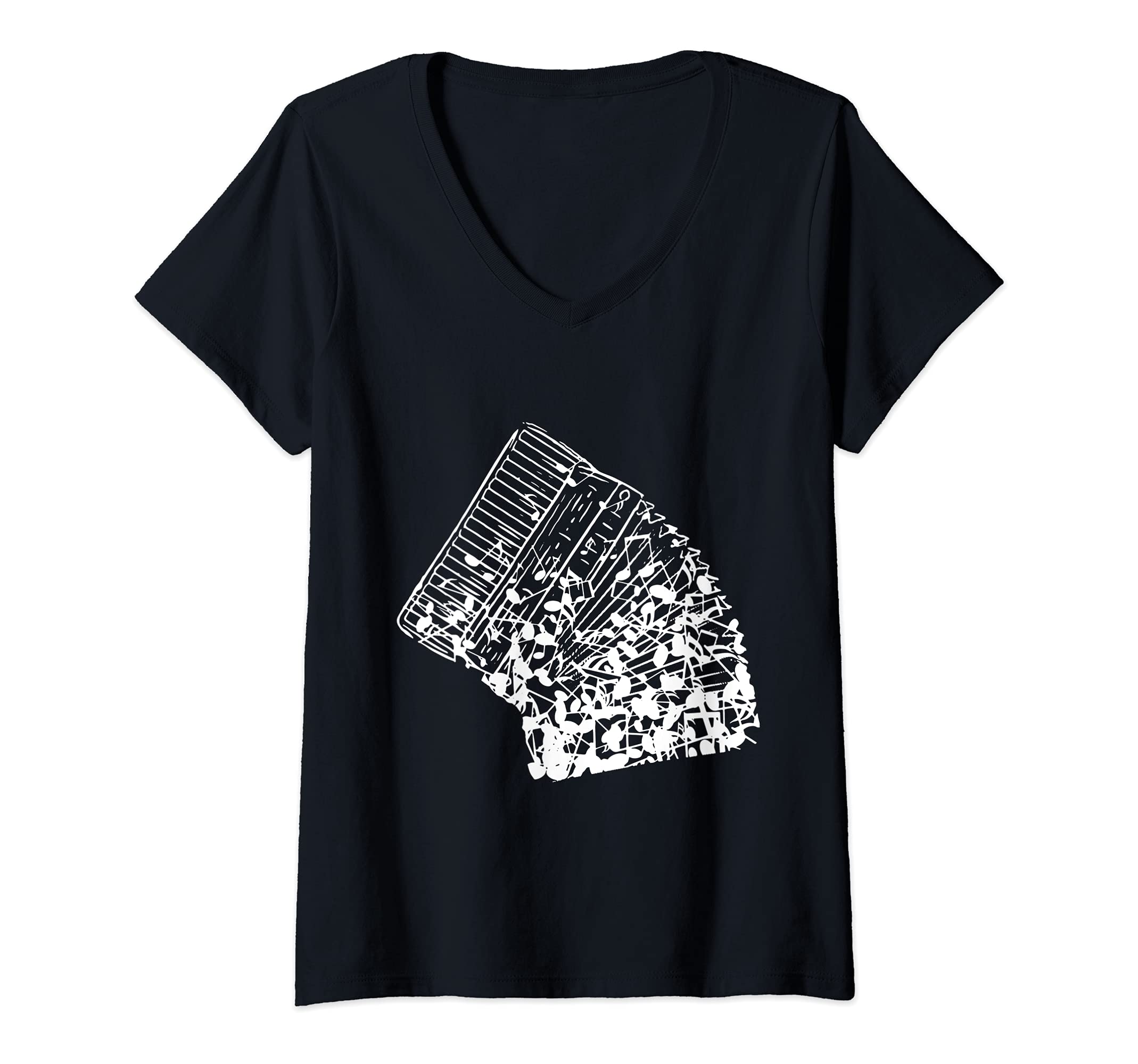 Womens Accordion instrument from sheet music V-Neck T-Shirt