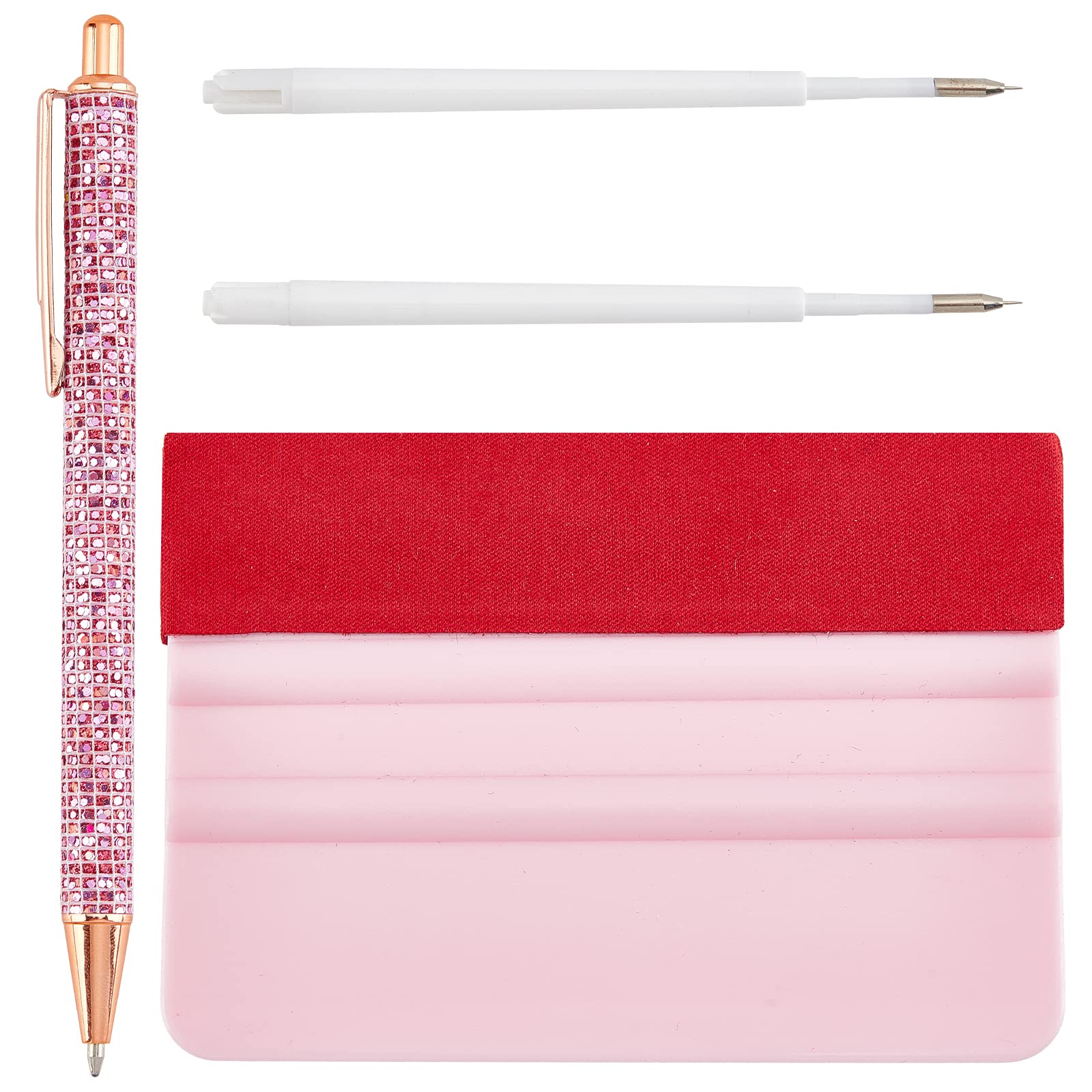 GORGECRAFT 4PCS Precision Pin Pen Set Craft Vinyl Weeding Tools Retractable Air Pin Pen Wrap Installation Kit with Refill for Bubble Removal on The Film（Pink）