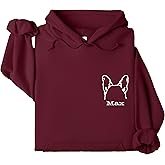 Custom Dog Mom Shirt for Women Pet Ears Sweatshirt with Name Unique Puppy Line Art Cute Dad Hoodie for DogDad Owner Lover