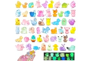 LOIKMIUP 120Pcs Various Luminous Mini Animals, 55 Style Tiny Resin Figurines Animals Glow in The Dark for Prank Garden Micro Landscape Dollhouse Decor Craft