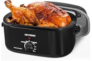 Roaster Oven 28 Quart, Electric Roaster Pan with Visible & Self-Basting Lid, Large Stainless Steel Electric Turkey Roaster Ov