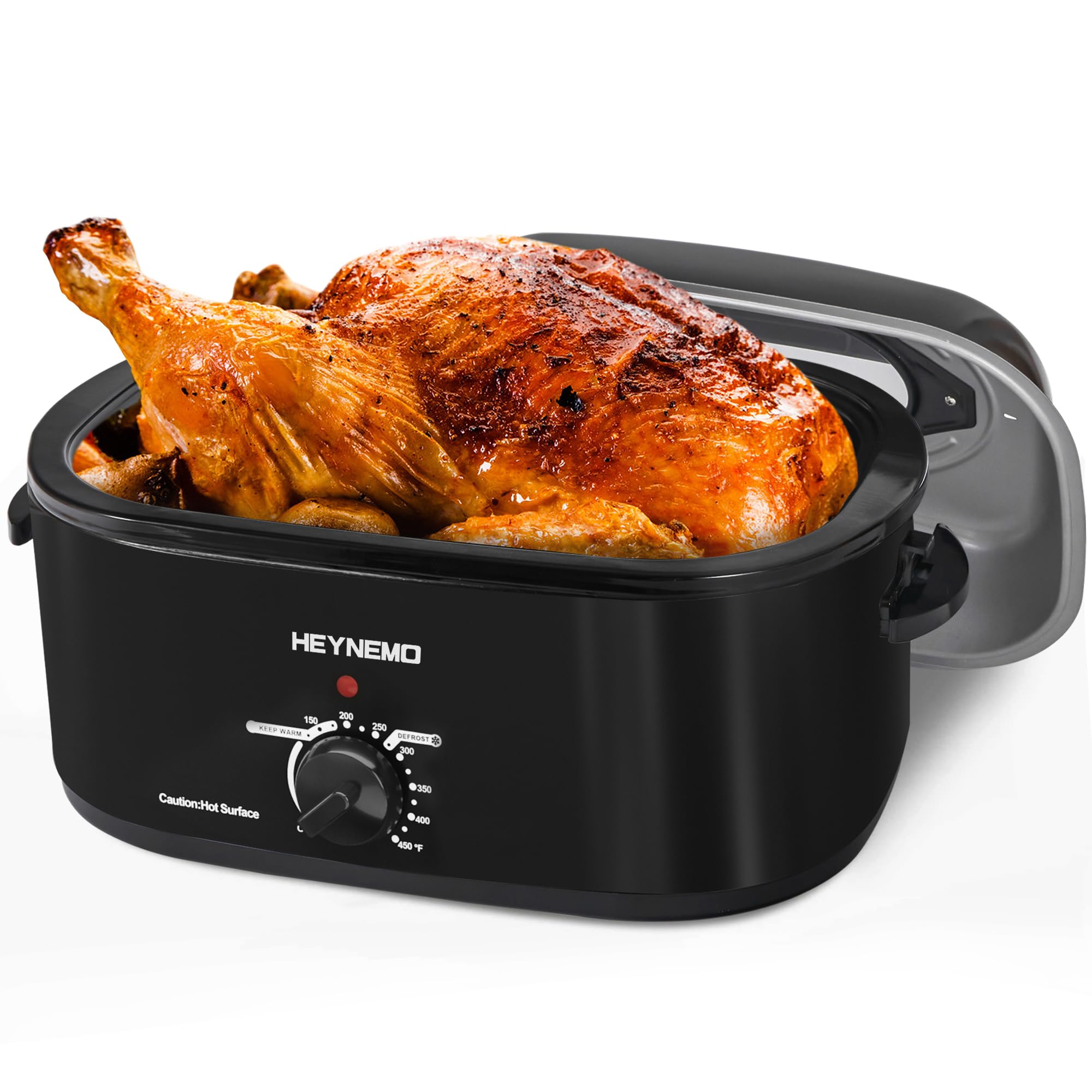 Photo 1 of 26QT Electric Roaster Oven, Electric Turkey Roaster with Viewing & Self-basting Lid, Stainless Steel Turkey Roaster Oven, Black