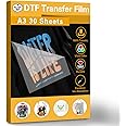 OneMoreBuck DTF Transfer A3 30 Sheets, Double-Sided Matte Clear PreTreat Sheets PET Heat Transfer Paper for DIY, Direct to Film Print on Any Textile