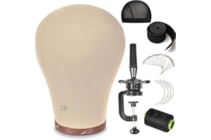 ZGCYSMHT 20 Inch Wig Head Cork Canvas Block Head Mannequin Head With Stand for Making Wigs (20inch)