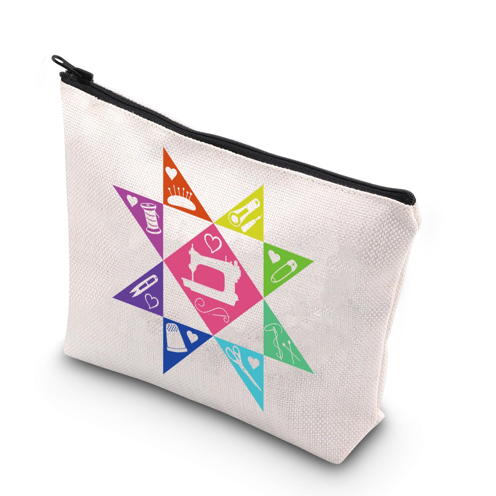 Quilting Block Makeup Bag Quilters Gifts Sewing Lovers Gifts Seamstress Gifts Quilt Retreat Gifts Quilting Zipper Pouch (Pink Sewing UK)