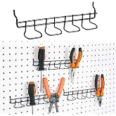 Coume 4 Pcs Pegboard Tool Holder Hooks for Screwdriver Pliers, Black | Stainless Steel Multi Ring Hangers for Hanging Drill Pliers, Garage Workshop Storage Display Organizer Racks accessories