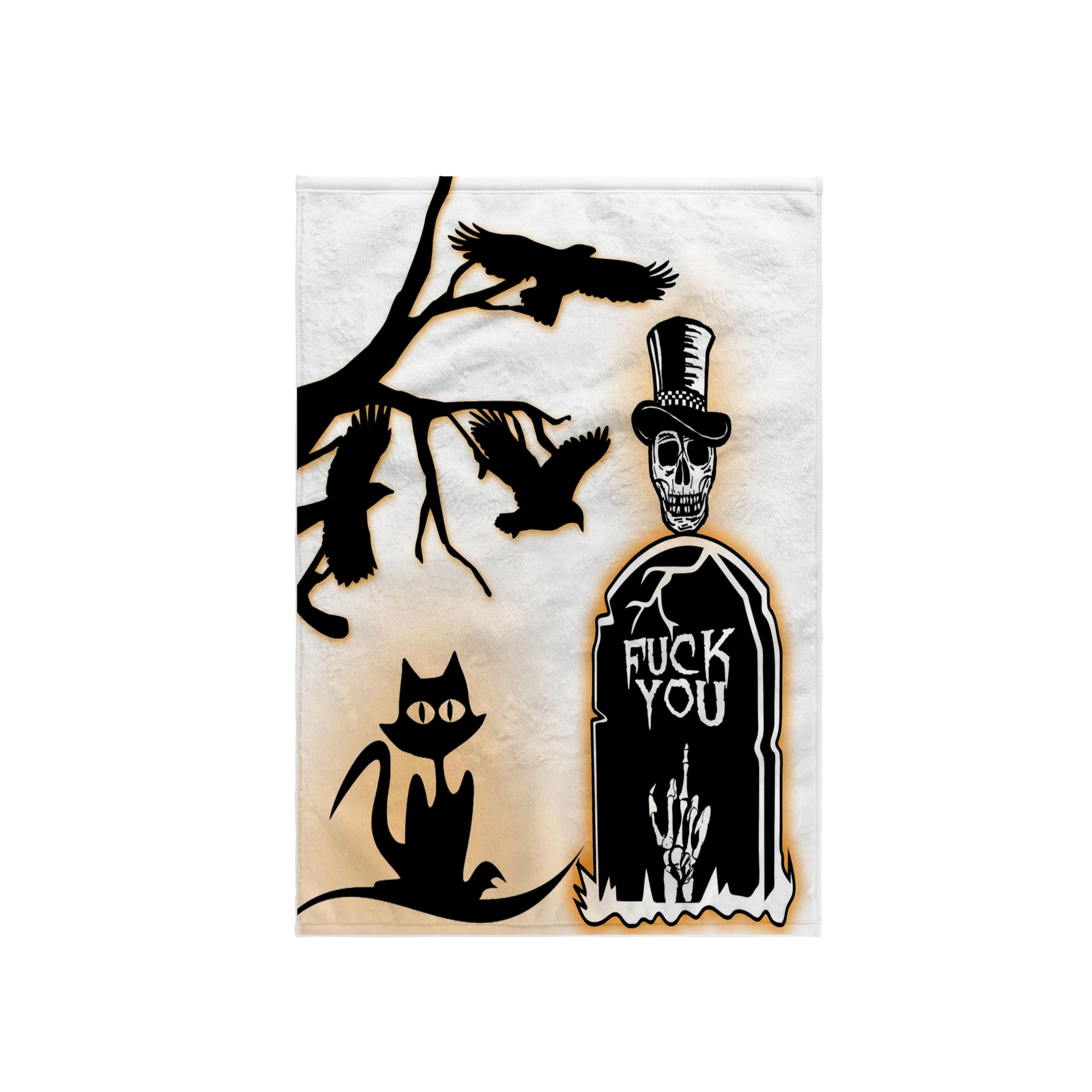 3dRose Fuck You/Halloween/R.I.P/Sugar Skull Towel, White, 15 x 22-Inch