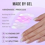 BTArtbox Press On Nails Short 30 Pcs Ombre Nude Glue Included 15 Sizes view 4