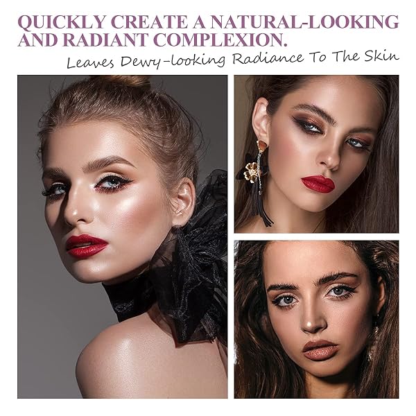 LUXAZA 4PCS CREAM BLUSH CONTOUR HIGHLIGHTER BRONZER MOISTURIZER STICK MAKEUP SET #T BLUSH GLOW5