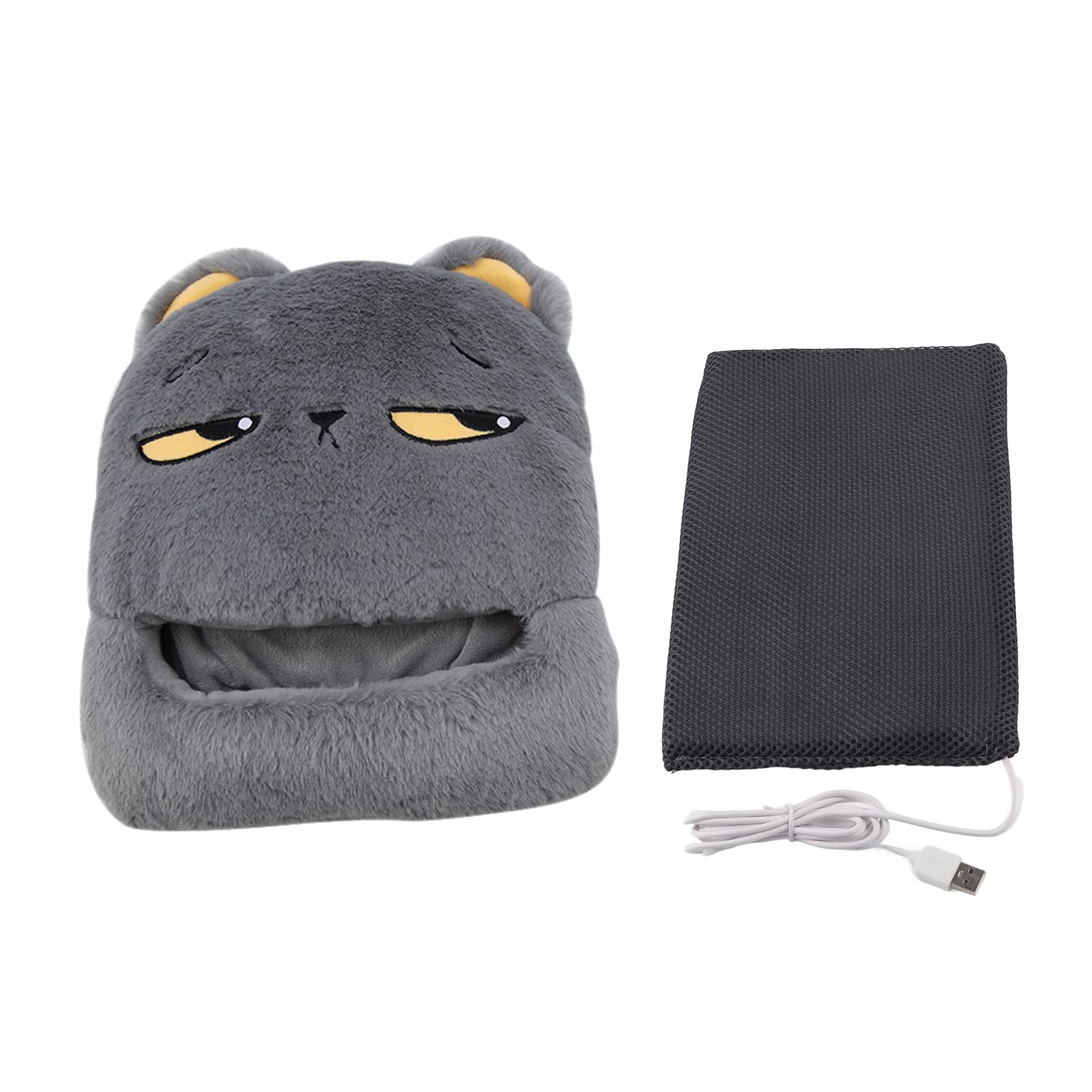 Joyzan USB Foot Warmer, Fast Heating Slipper Cartoon Heated Warmer Electric Feet Pad Rechargeable Desk Shoe for Men Women Office Home Cushion Power Slippers Detachable Heater Winter Use Shoes(Gray)