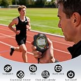 PULIVIA Stopwatch Sports Timer 10 Laps Digital Recall Countdown Clock Alarm view 2