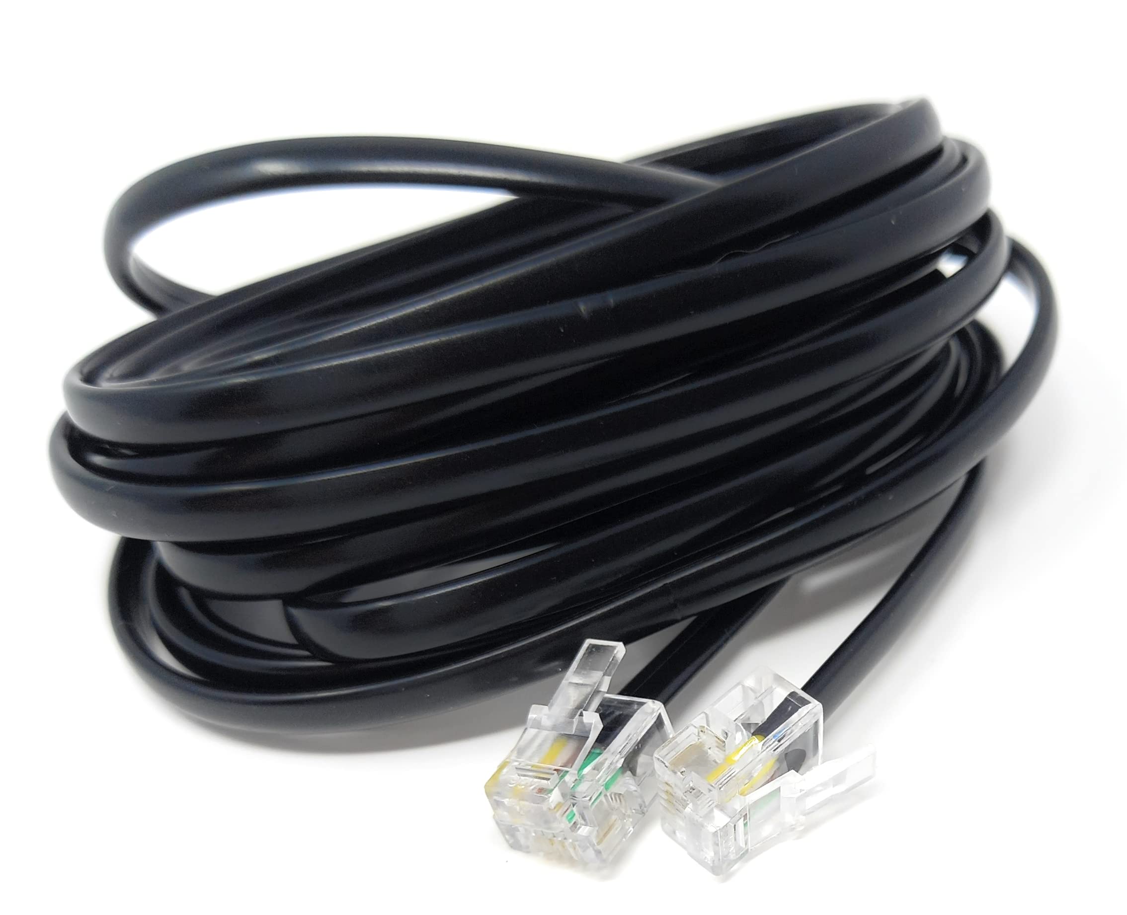 DRUT 3m RJ11 to RJ11 Telephone Landline Cable ADSL 6P4C Flat Lead High Speed BT Internet Broadband Male to Male Router Modem Phone Extension Wire 10ft Black