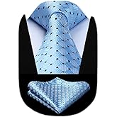HISDERN Mens Ties Plaid Tie and Pocket Square Set Classic Woven Formal Checkered Neckties & Handkerchief Wedding Party
