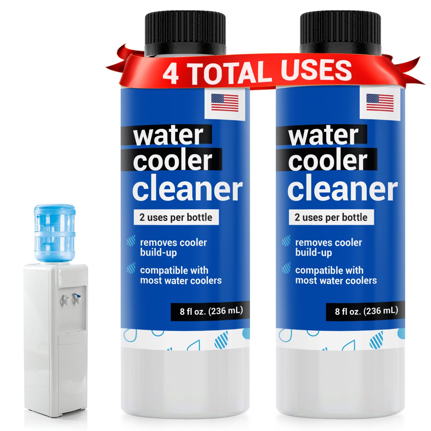 Photo 1 of IMPRESA Water Dispenser Cleanser & Cooler Cleaner & Descaler - 2 x 8 Fl Oz - Top & Bottom Loading Water Coolers & Dispensers - Active Cleaning Solution for Reservoir Cleaning & Buildup Removal