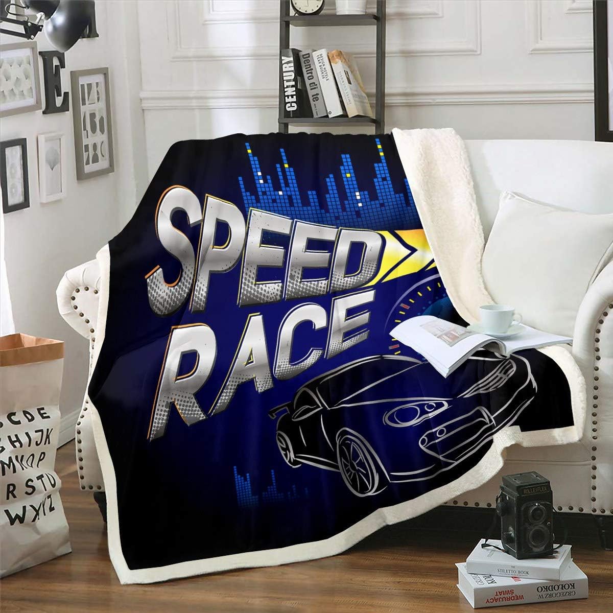 Car Blankets and Throws for Boys Teens Speed Extreme Sport Fleece