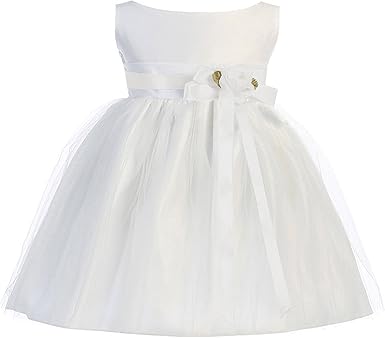 flower girl dress with tulle and ribbon waist