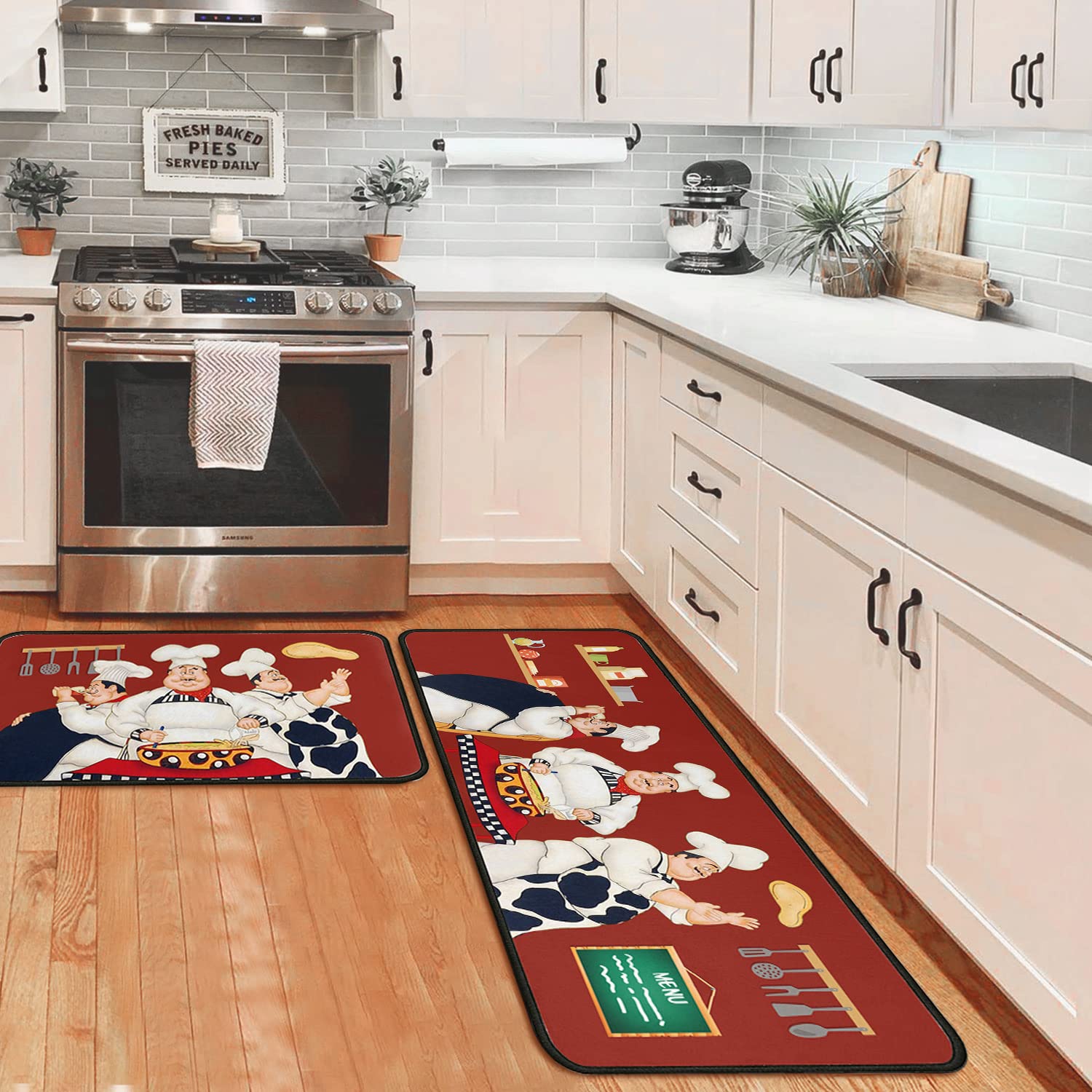 OUXIOAZ Chef Kitchen Rugs and Non Skid Washable
