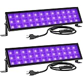 Onforu 2 Pack Black Light Bar, LED Blacklight with Plug and Switch, IP66 Waterproof for Glow Party, Bedroom, Halloween, Fluorescent Poster, Stage Lighting