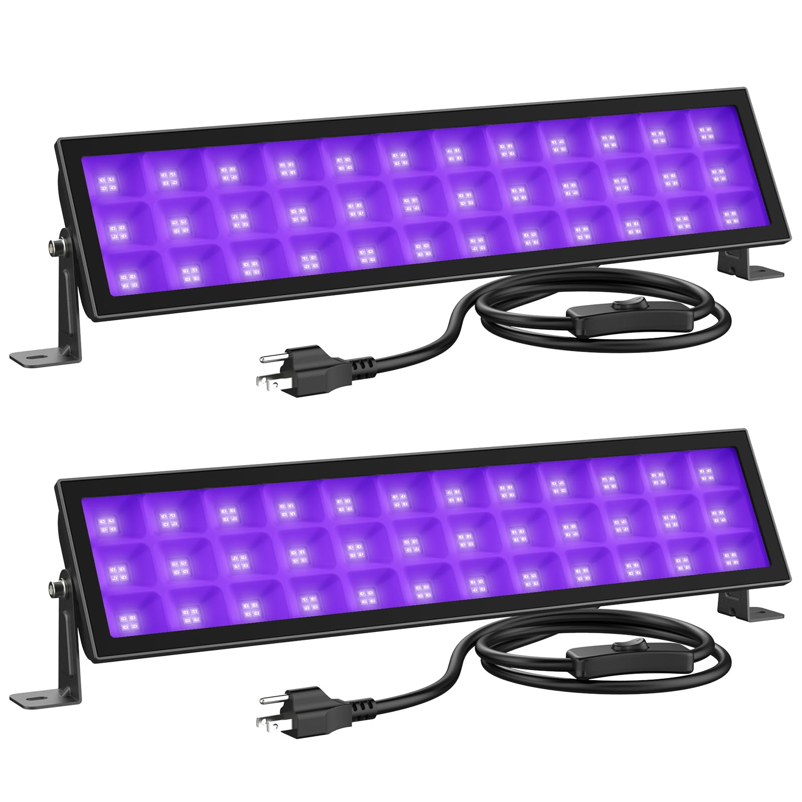 Photo 1 of Onforu 2 Pack 72W Black Light Bar, LED Blacklight with Plug and Switch, Black Light Flood Light, IP66 Waterproof for Glow Party, Bedroom, Halloween, Fluorescent Poster, Stage Lighting
