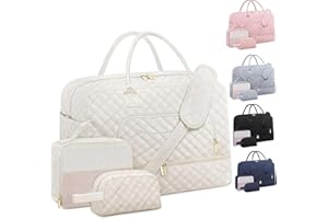 ATTMU Travel Duffle Bag, Weekender Bags for Women with Shoe Compartment & Wet Toiletry Pocket , Carry on Overnight Hospital Bag for Woman Labor Delivery, Gym, Trip, Ideal Christmas Gift for Women Beige