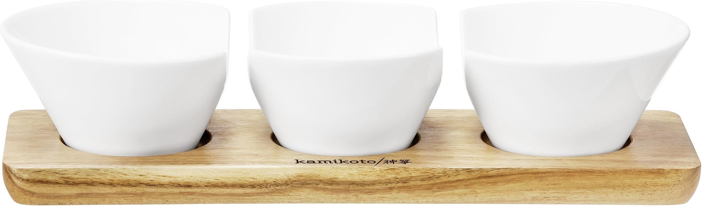 Kamikoto3 Cup Serving Set, Acacia Wood Base