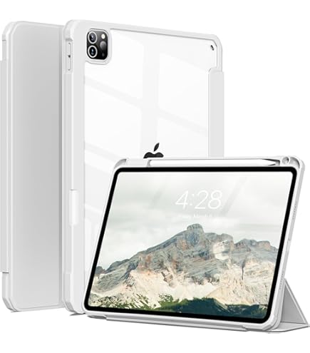 Tuiklol IPad Pro 12.9 Case With Pencil Holder - Clear Protective Cover For 2018-2022 Models (Bow-Blue)