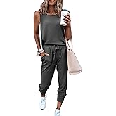 PRETTYGARDEN Women's Two Piece Outfit Sets Casual Summer Sleeveless Matching Lounge Wear Spring Travel Clothes Tracksuit