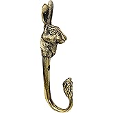 TUTURA LUTSS Forest Hare Handmade Brass Wall Hook – Unique Decorative Wall Mount Hook for Coats, Towels, Hats, and Bags – Rustic Animal-Themed Home Décor Accent