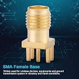 Fydun 10pcs SMA Female Base Connector Gold Plated Brass PCB Mount 50 Ohm RF view 2