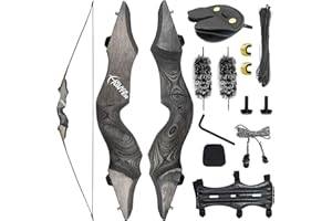 HANDBAIGE Black Hunter Longbow Set for Adults 20-60lbs Left Hand Archery Longbow Takedown Wooden Long Bow Kit for Outdoor Tar